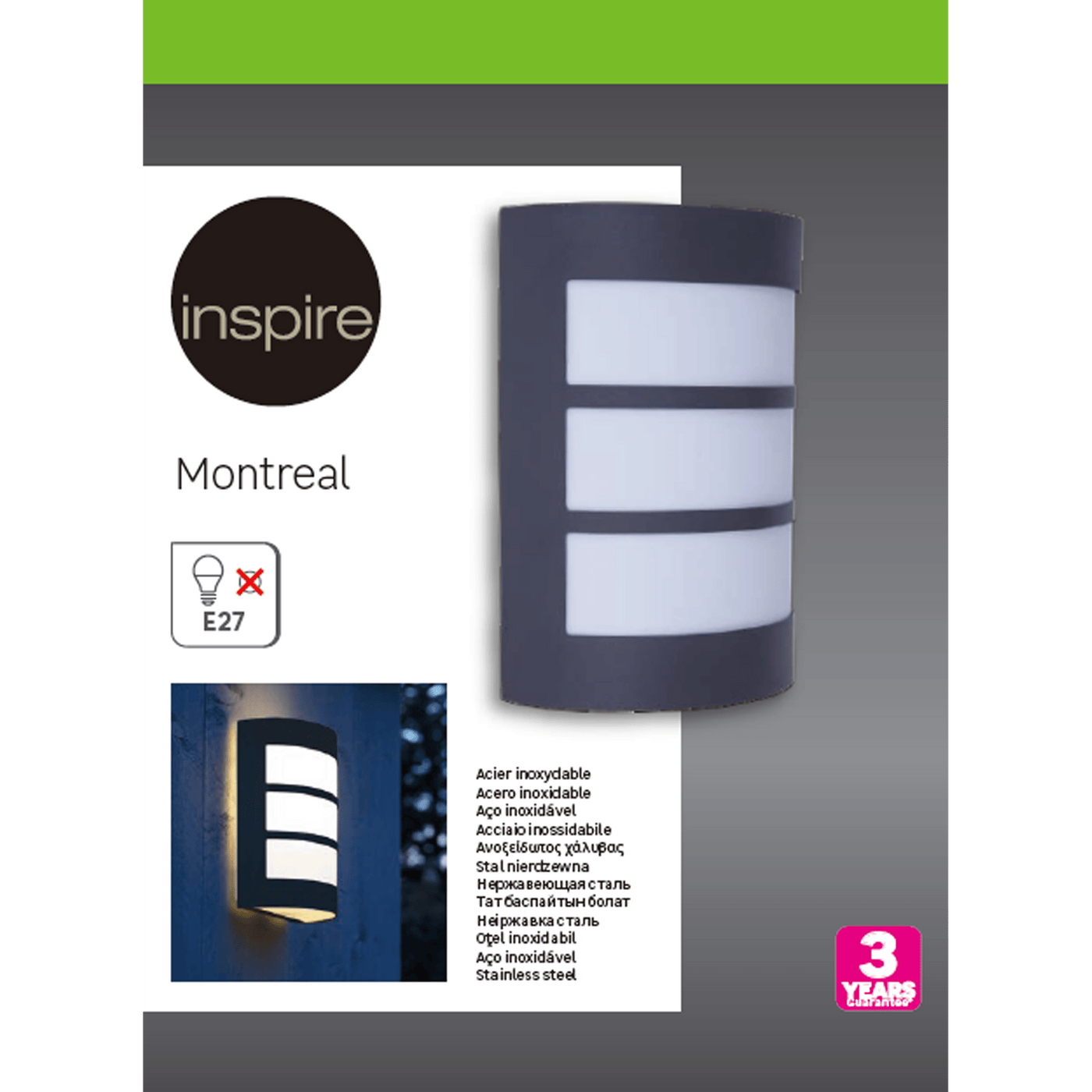 Bricocenter APPLIQUE MONTREAL ALLUMINIO GRIGIO 16X22X9.5 CM E27=40W IP44