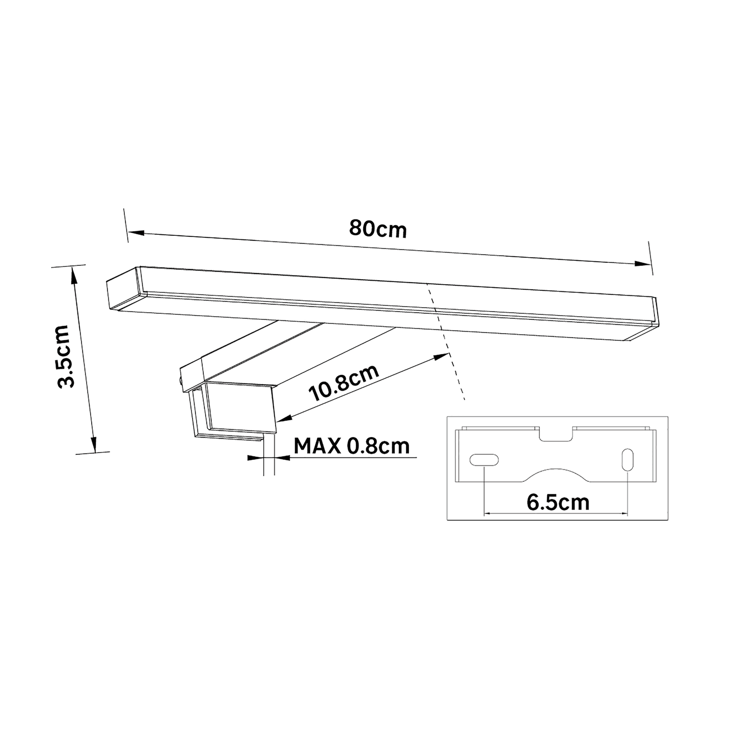 APPLIQUE SPECCHIO SLIM ALLUMINIO SILVER 80 CM LED 7.8W CCT IP44