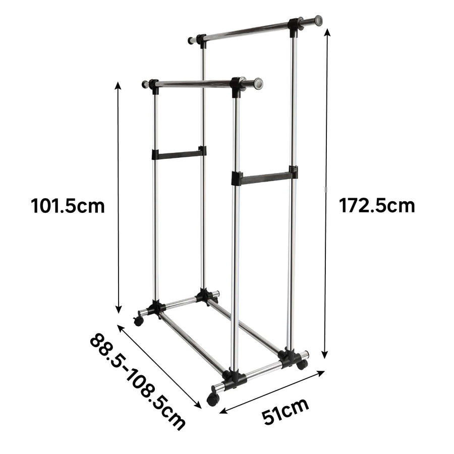 Bricocenter DOUBLE METAL STAND L 79,5-120 P53,5 H 100-172 CHROME-PLATED