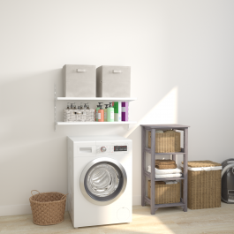 KIT 2 SINGLE RACKS 50 CM 4 SHELF SUPPORTS 30 CM 2 METAL SHELVES 96X33X8 WHITE