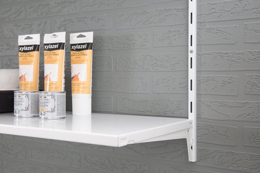 Bricocenter KIT 2 SINGLE RACKS 50 CM 4 SHELF SUPPORTS 30 CM 2 METAL SHELVES 96X33X8 WHITE