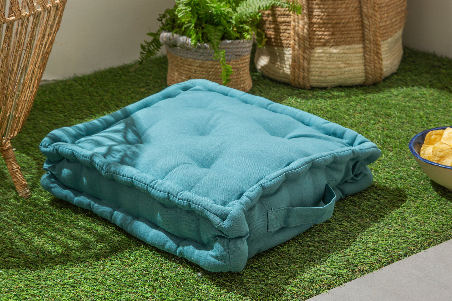 Bricocenter LUCK MATTRESS CUSHION AQUA GREEN 40X40X10 CM