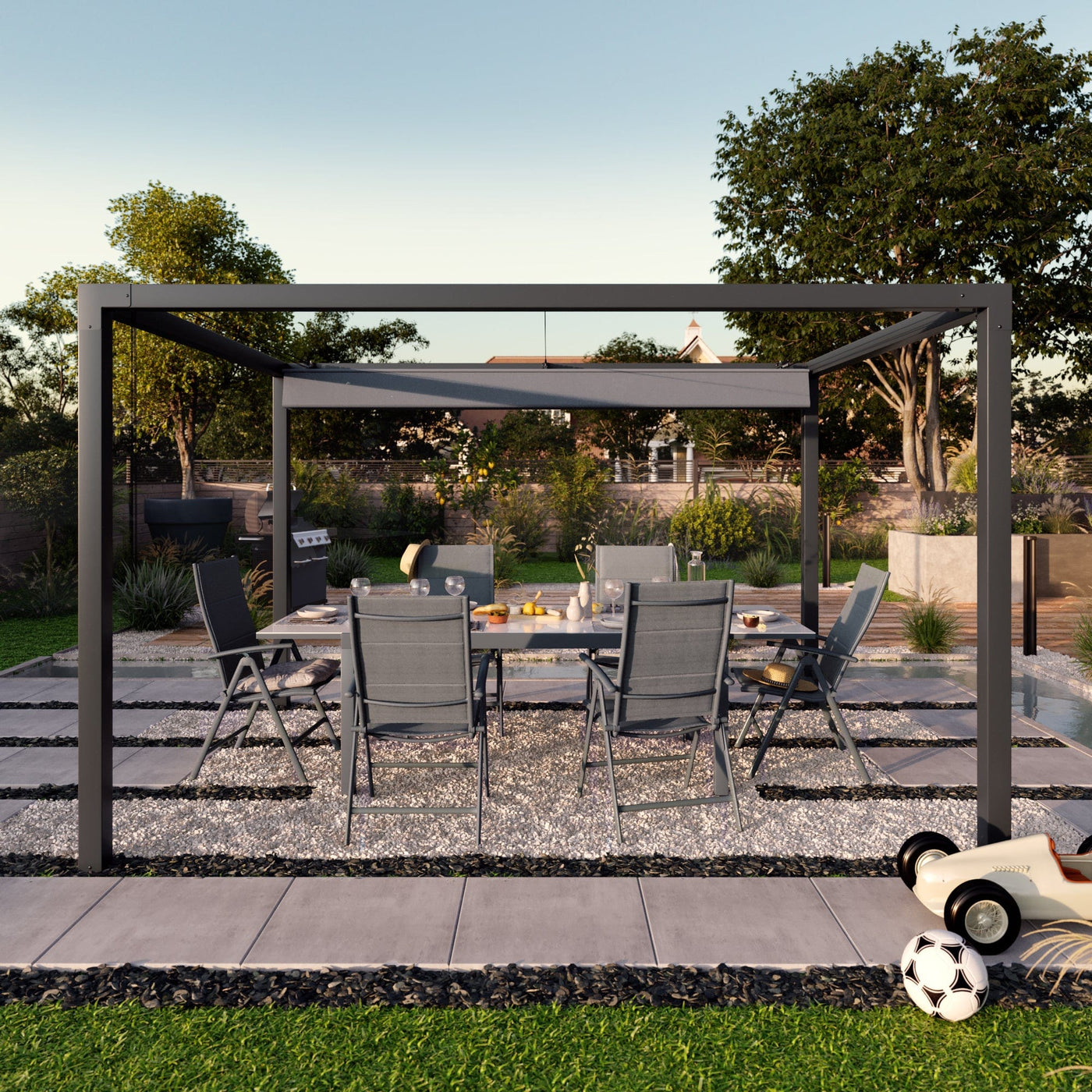 Bricocenter PERGOLA MANEA NATERIAL ALLUMINIO 350X260 ANTRACITE TELO POLIESTERE 250GR