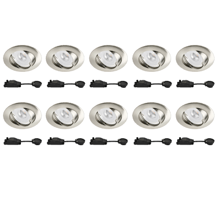 10 RECESSED SPOTLIGHTS CLANE ALUMINIUM NICKEL D7.5 GU10 = 6W ADJUSTABLE WARM LIGHT - best price from Maltashopper.com BR420005521