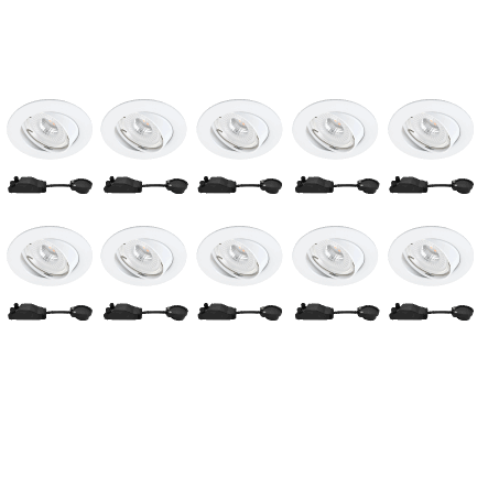 10 RECESSED SPOTLIGHTS CLANE ALUMINIUM WHITE D7.5 LED GU10 = 6W ADJUSTABLE NATURAL LIGHT - best price from Maltashopper.com BR420004118