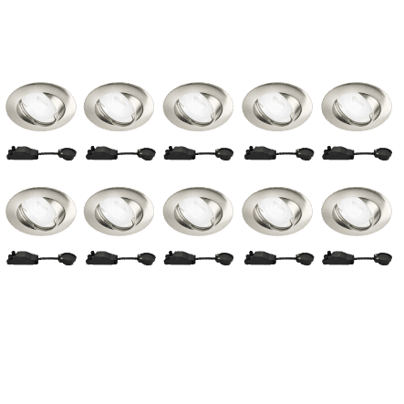 10 RECESSED SPOTLIGHTS CLANE ALUMINIUM NICKEL D7.5 GU10 = 6W ADJUSTABLE NATURAL LIGHT - best price from Maltashopper.com BR420005520