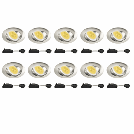 10 RECESSED SPOTLIGHTS CLANE ALUMINIUM NICKEL D7.5 GU10 = 6W ADJUSTABLE WARM LIGHT - best price from Maltashopper.com BR420005521