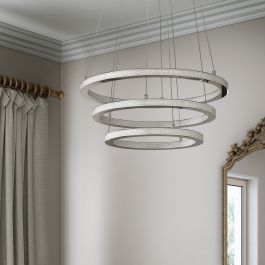 SHOKIA CHANDELIER METAL WHITE CHROMOD60 LED 75W WARM LIGHT