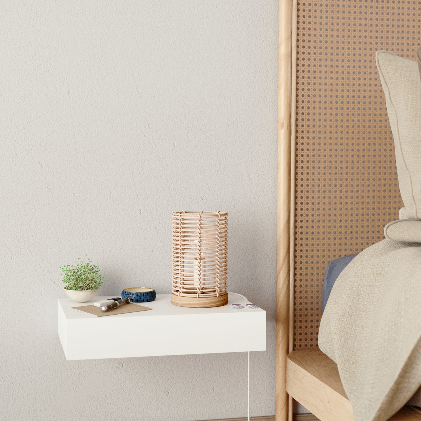 POPPY RATTAN TABLE LAMP H20 CM E14