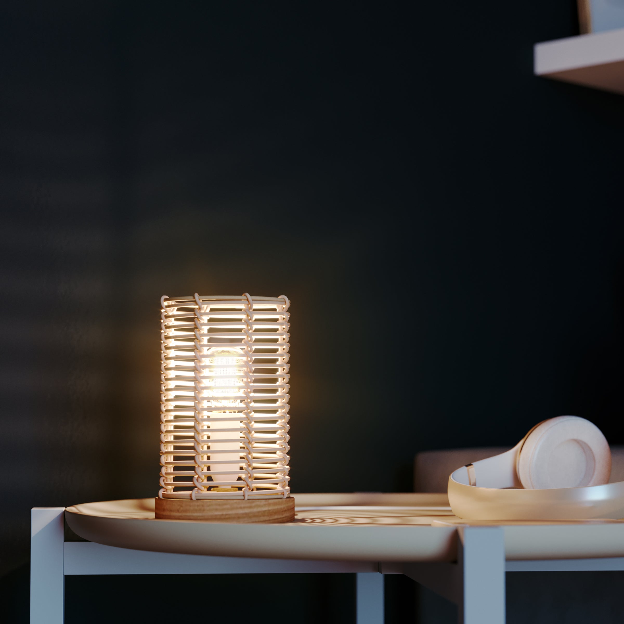 POPPY RATTAN TABLE LAMP H20 CM E14