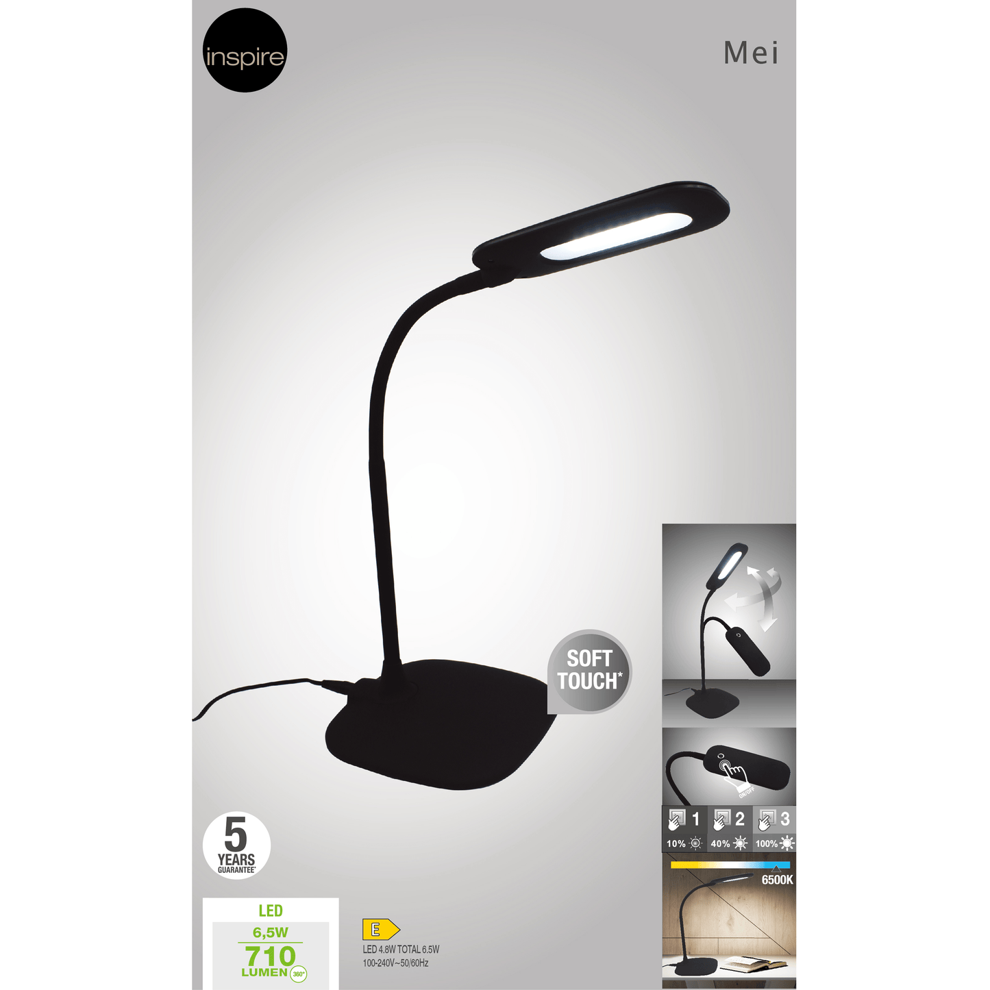 Bricocenter STUDIO LAMP MEI PLASTIC BLACK H55 LED 6,5W WARM LIGHT TOUCH