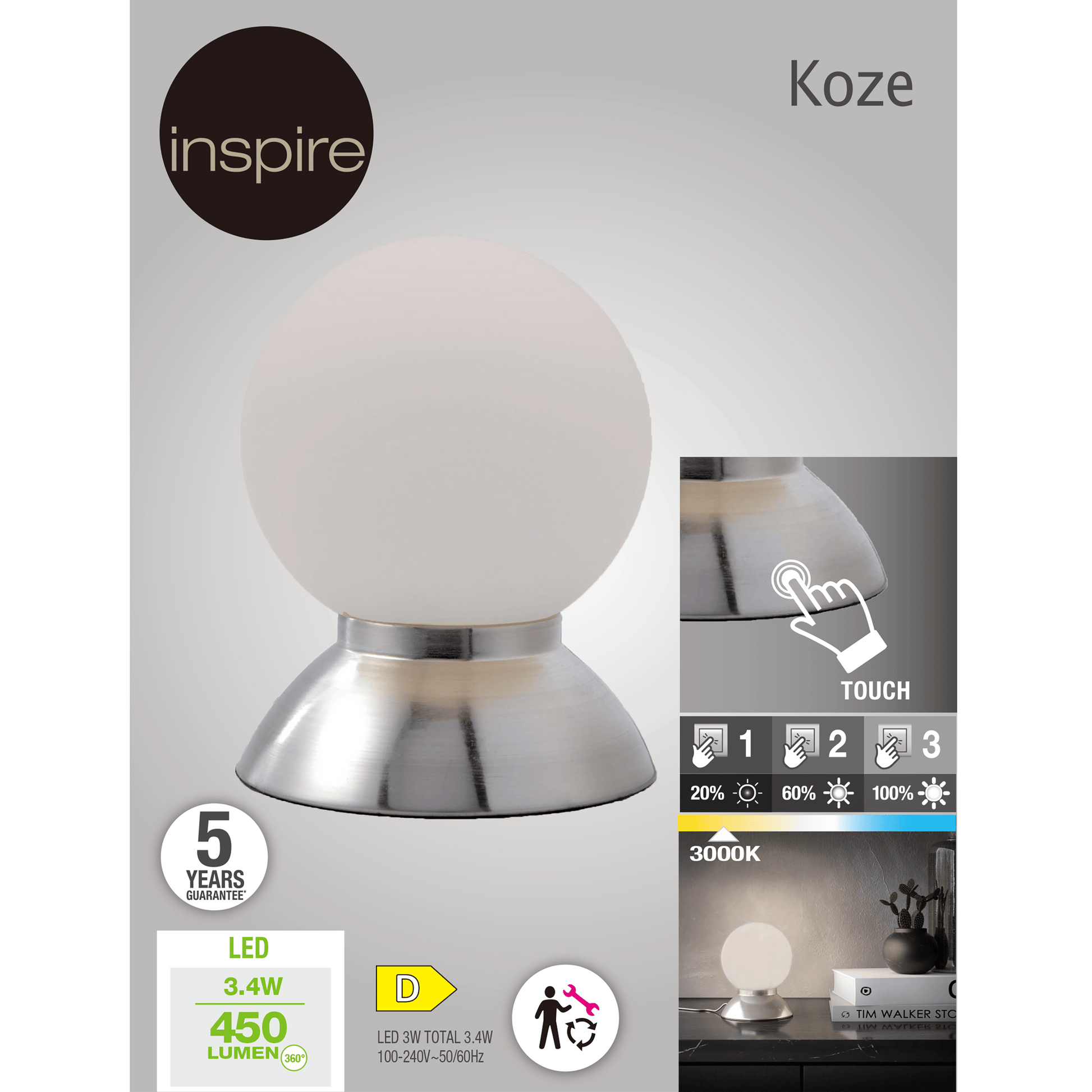 Bricocenter KOZE METAL TABLE LAMP H17 CM LED 3.4W WARM LIGHT