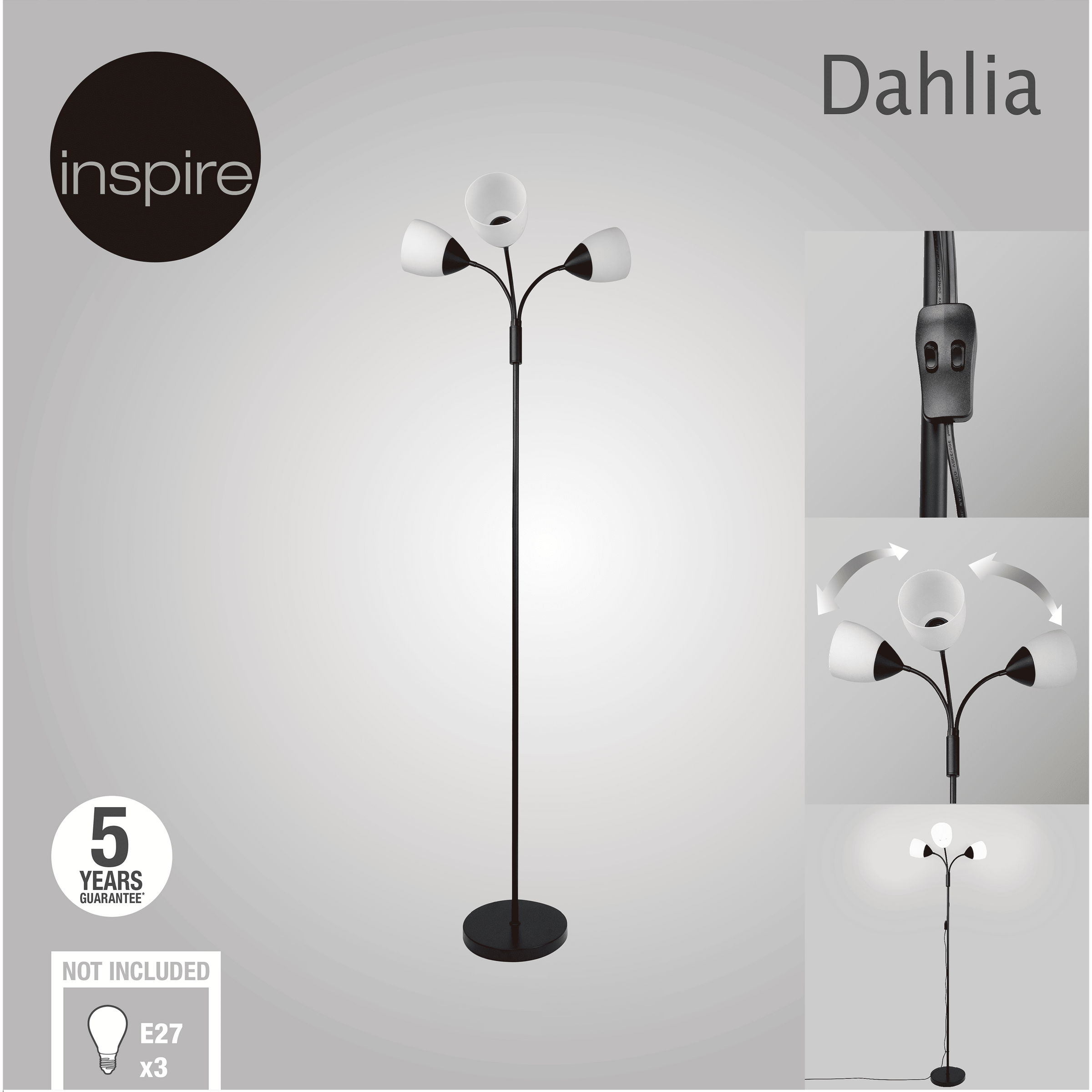 DHALIA FLOOR LAMP METAL BLACK 25.4X190CM3