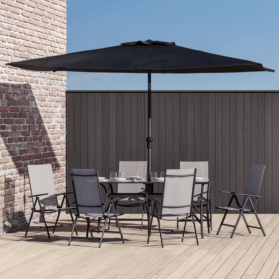 Bricocenter OVION SET 6-SEATER NATERIAL TABLE WITH 6 CHAIRS AND UMBRELLA