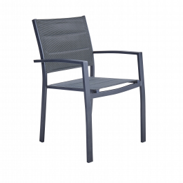 ORION BETA II NATERIAL Chair with armrests aluminum and textilene, padded, anthracite