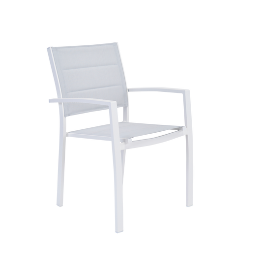 CHAIR WITH ARMRESTS ORION BETA II NATERIAL ALUMINUM AND TEXTILENE UPHOLSTERED WHITE