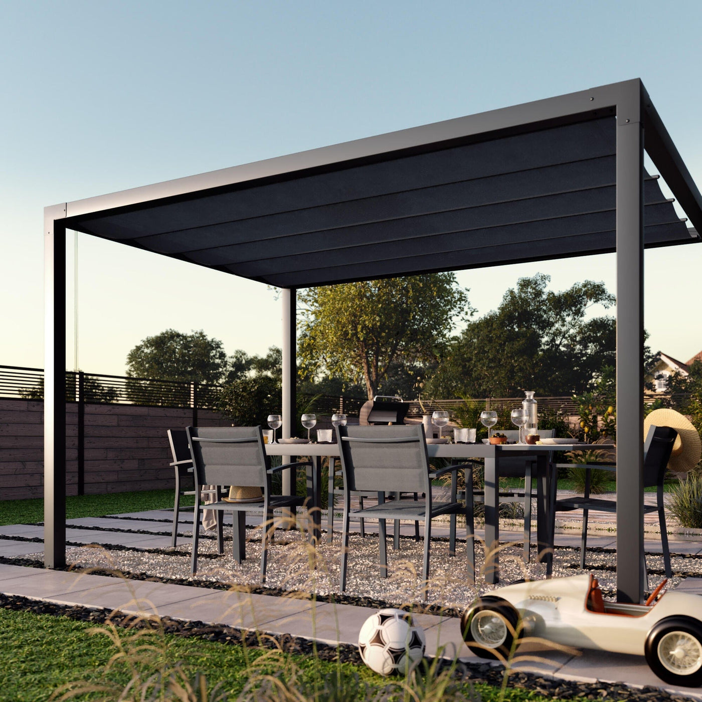 Bricocenter PERGOLA MANEA NATERIAL ALLUMINIO 350X260 ANTRACITE TELO POLIESTERE 250GR