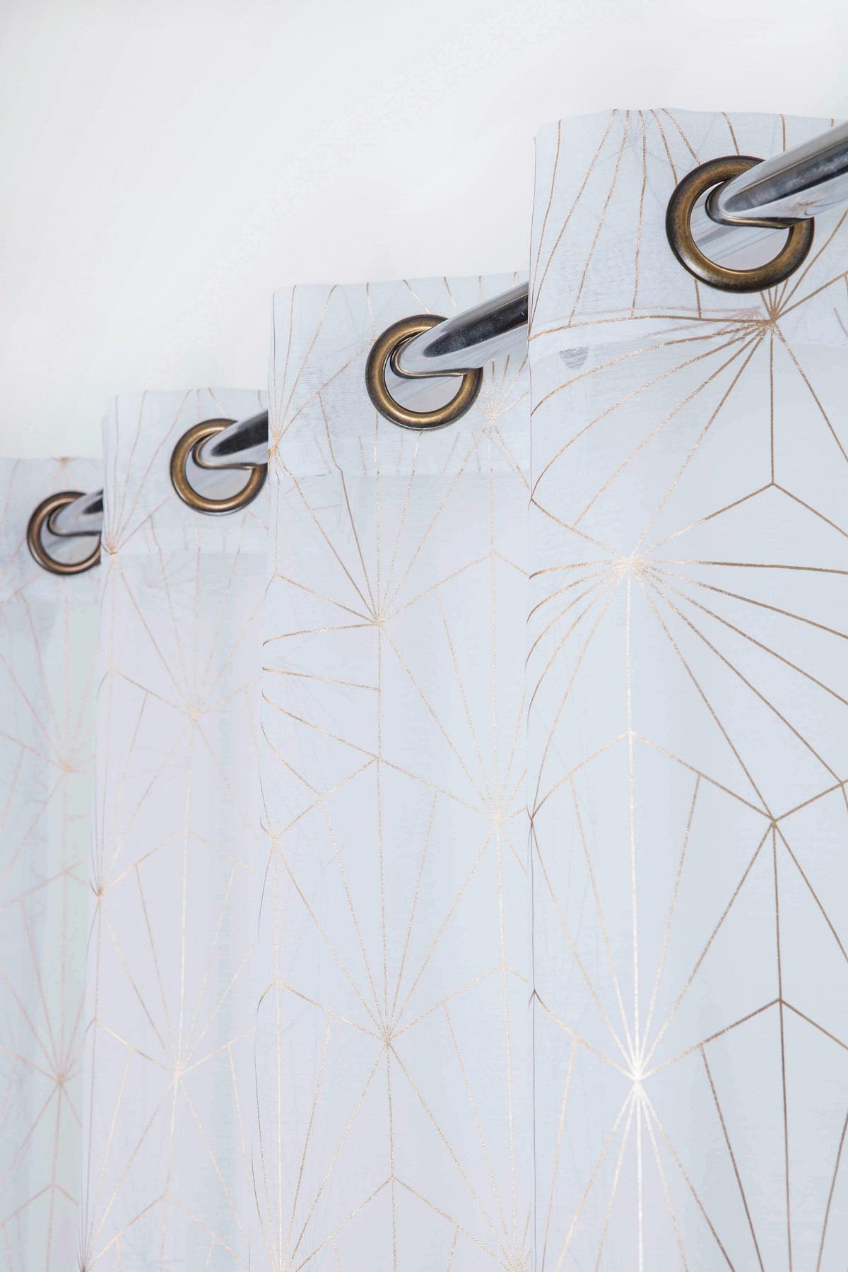 ARDA WHITE AND GOLD FILTER CURTAIN 140X280 CM WITH EYELETS