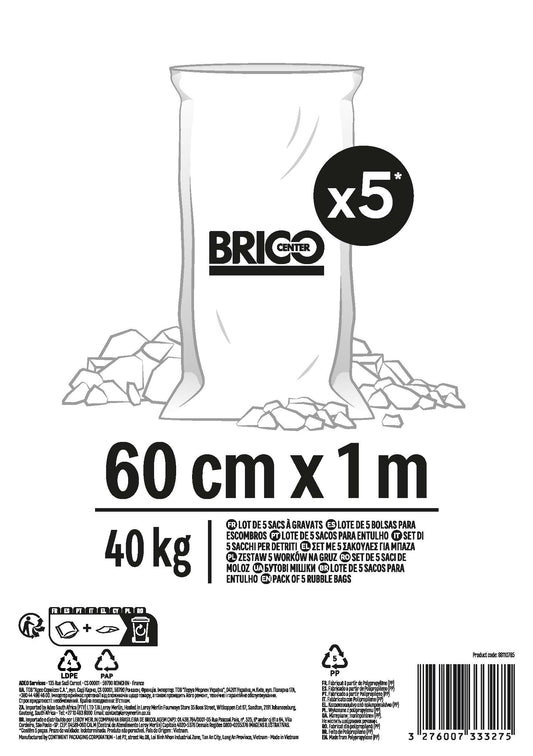 5 RUBBLE BAGS 60X100CM BRICOCENTER 40KG