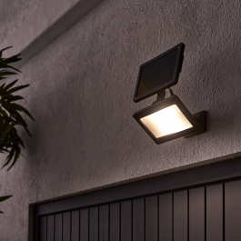 THOS SOLAR PROJECTOR ALUMINIUM BLACK 19.5X11.5X27CM 1000LM WITH MOTION SENSOR IP44
