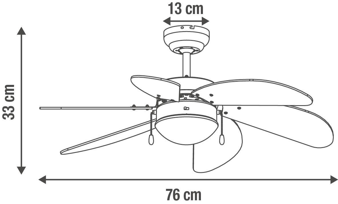 TENERIFE CEILING FAN 6 BLADES D76 E27 60W METAL WOOD WHITE AND SILVER