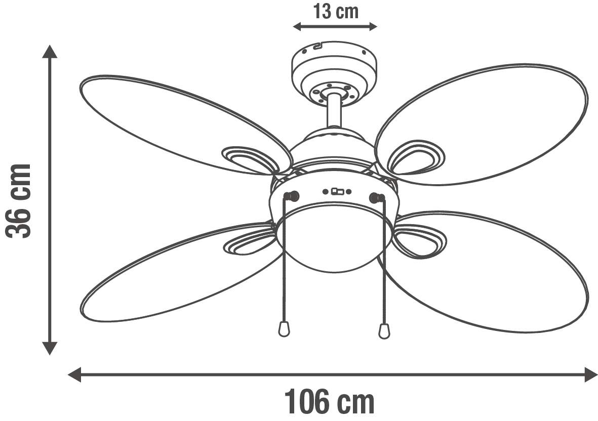 Bricocenter MAURICE CEILING FAN 4 BALE D106 2xE27 CHERRY WOOD