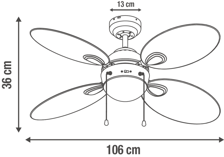Bricocenter MAURICE CEILING FAN 4 BALE D106 2xE27 CHERRY WOOD