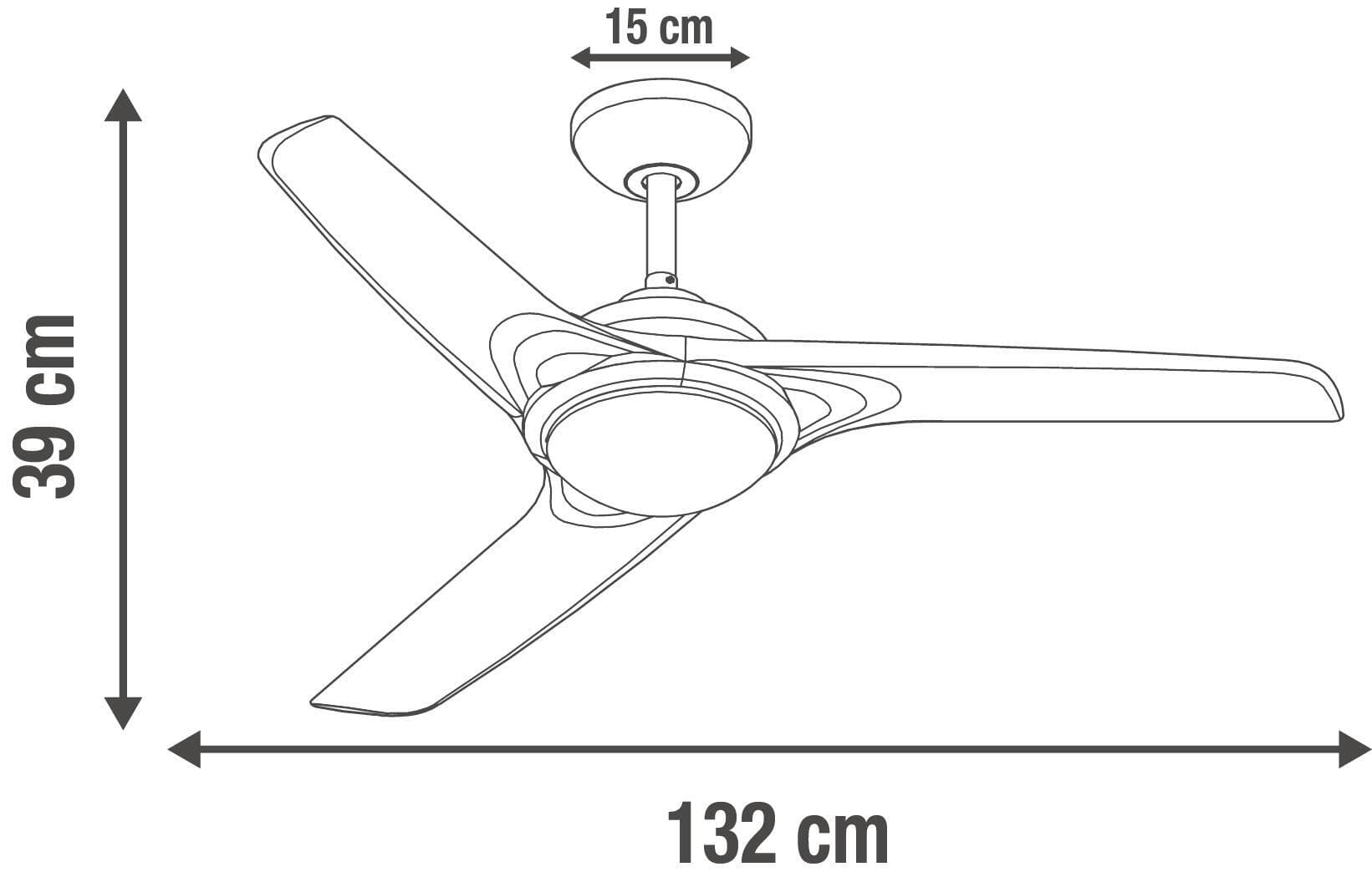 Bricocenter VENTILATORE DA SOFFITO TOKYO 3 PALE D132 2XE27 PLASTICA BIANCO