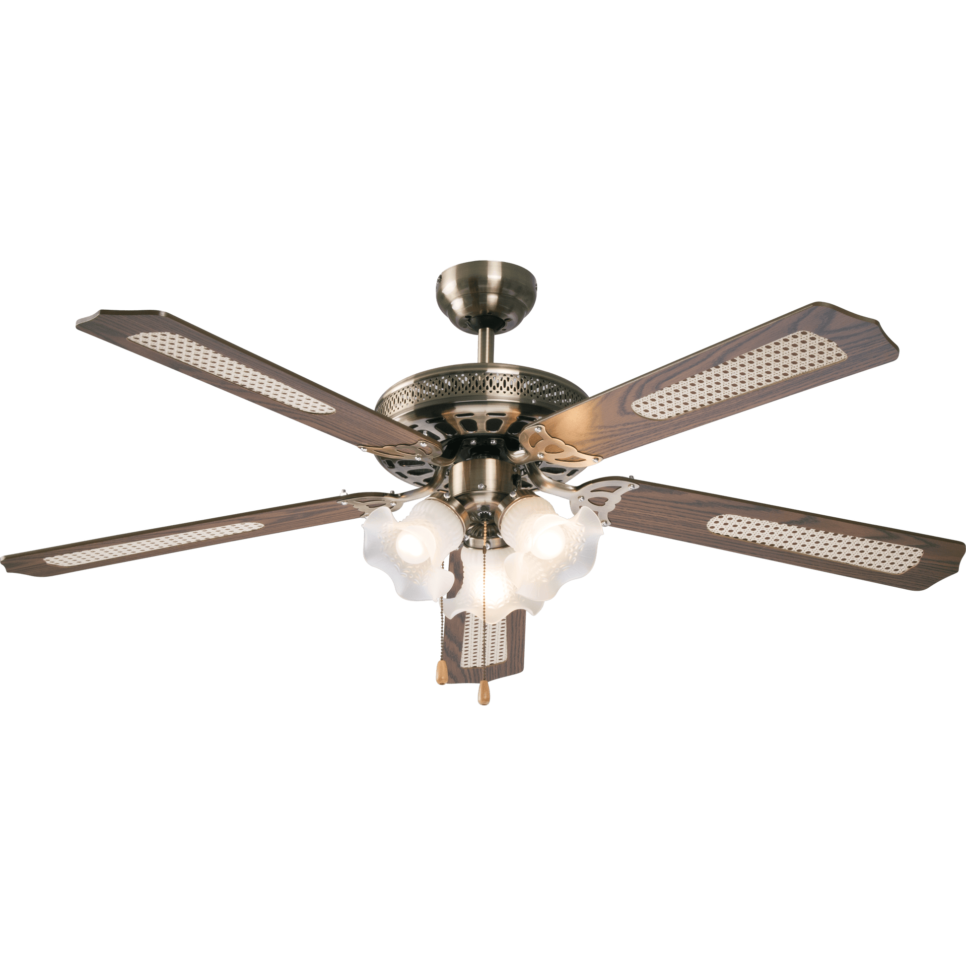 Bricocenter VENTILATORE DA SOFFITTO REUNION 5 PALE D132 3XE27 60W RATTAN FAGGIO