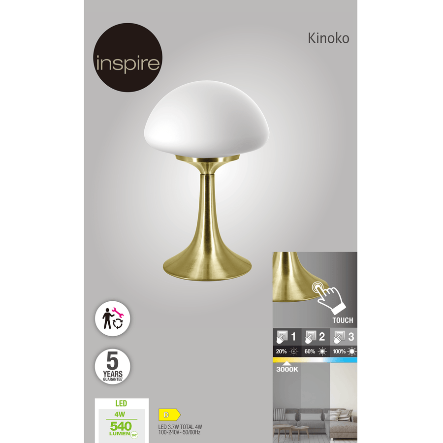 Bricocenter KINOKO TABLE LAMP METAL GOLD H 46 CM LED 4W WARM LIGHT
