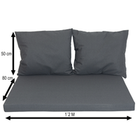 PARIS NATERIAL PALLET CUSHION 80X120X8 WITH 2 CUSHIONS 80X120 ANTHRACITE