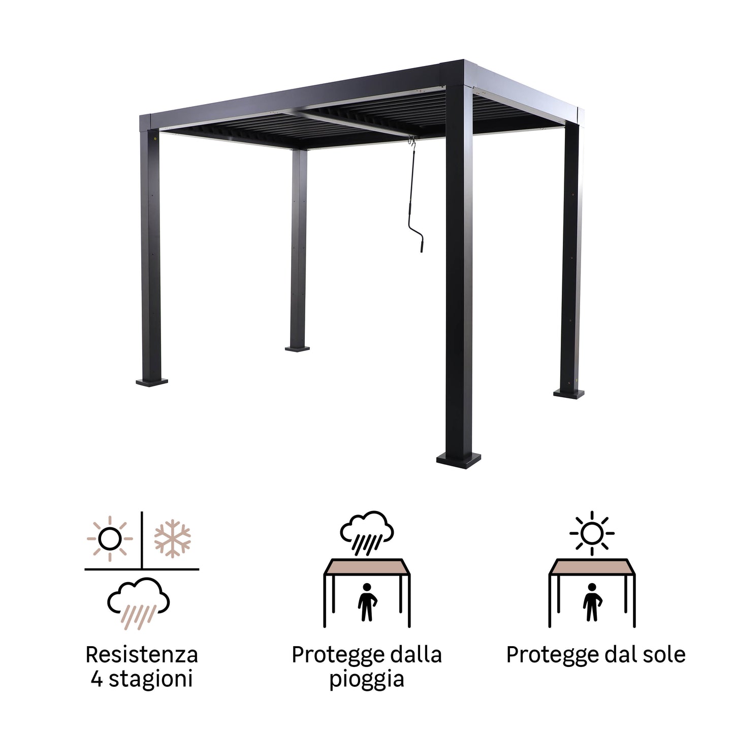 BIOCLIMATIC PERGOLA CLIMA NATERIAL FULL ALUMINUM 313X198 ANTHRACITE