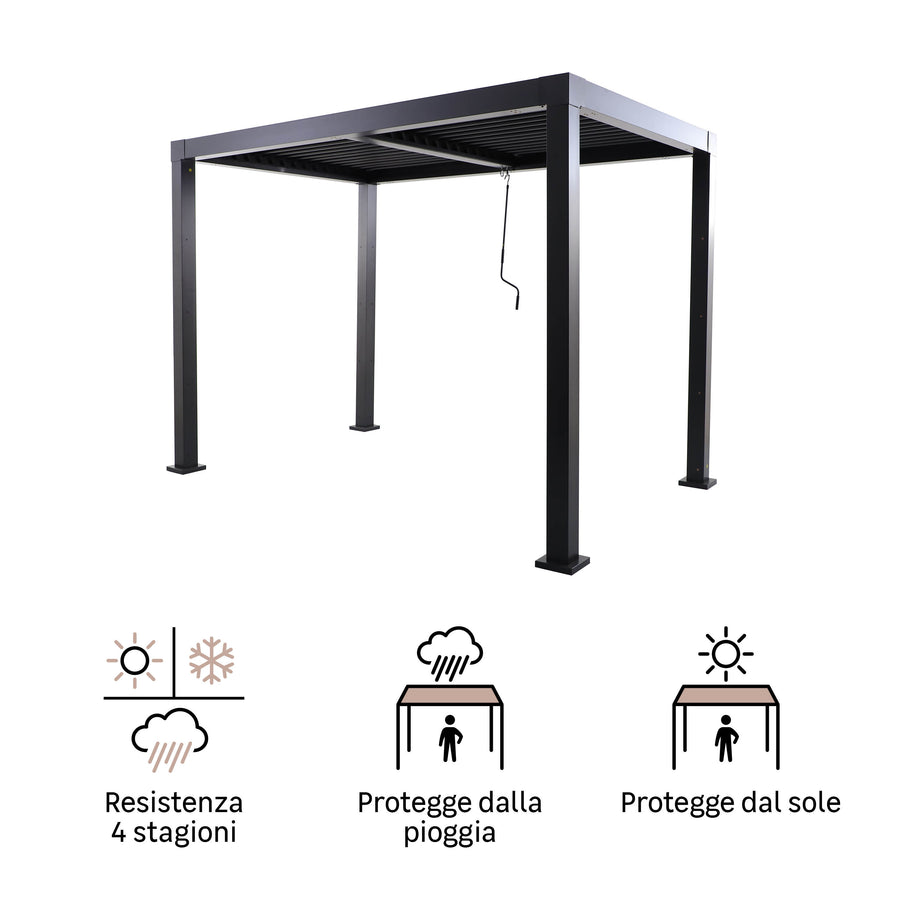 BIOCLIMATIC PERGOLA CLIMA NATERIAL FULL ALUMINUM 313X198 ANTHRACITE
