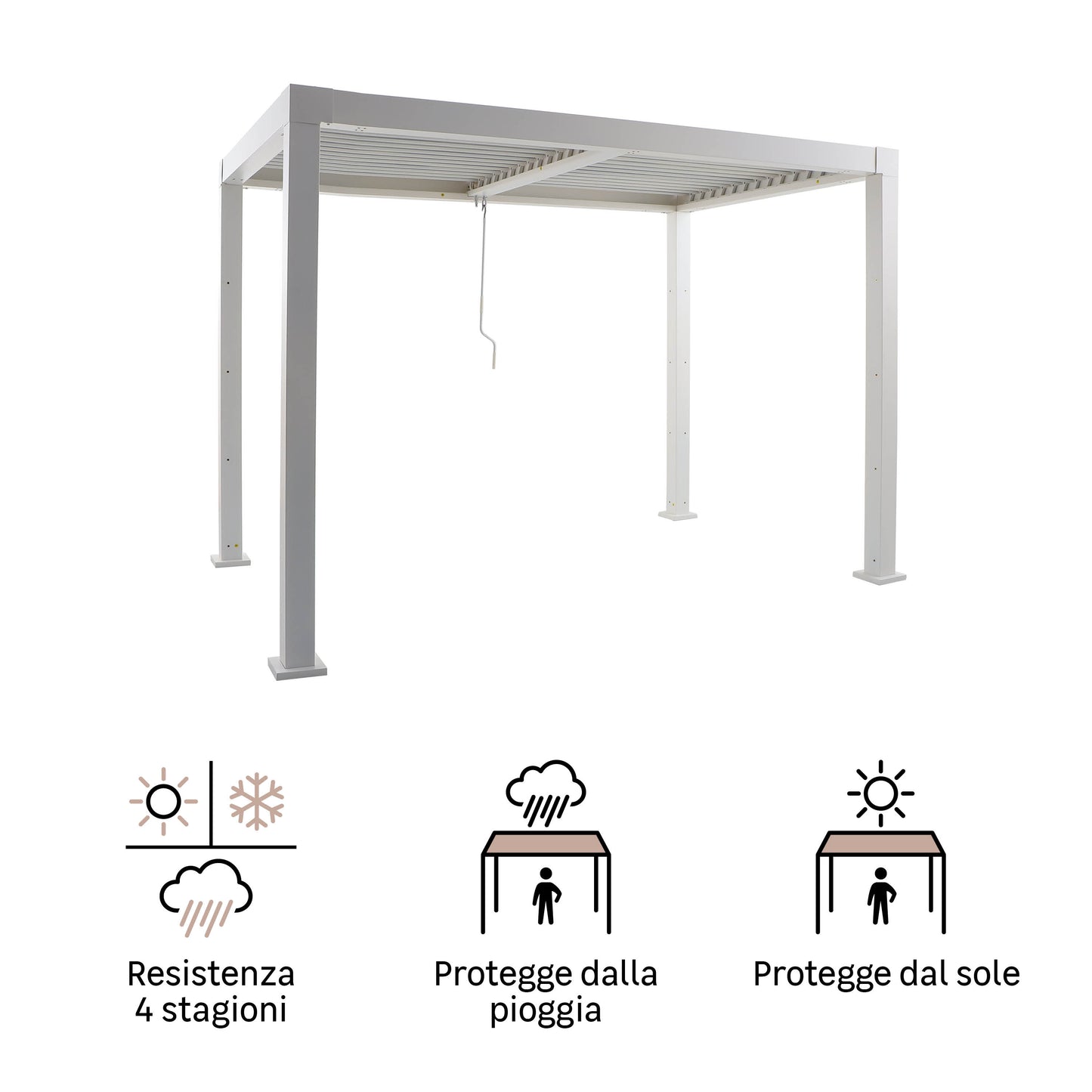 BIOCLIMATIC PERGOLA CLIMA NATERIAL FULL ALUMINUM 313X198 WHITE