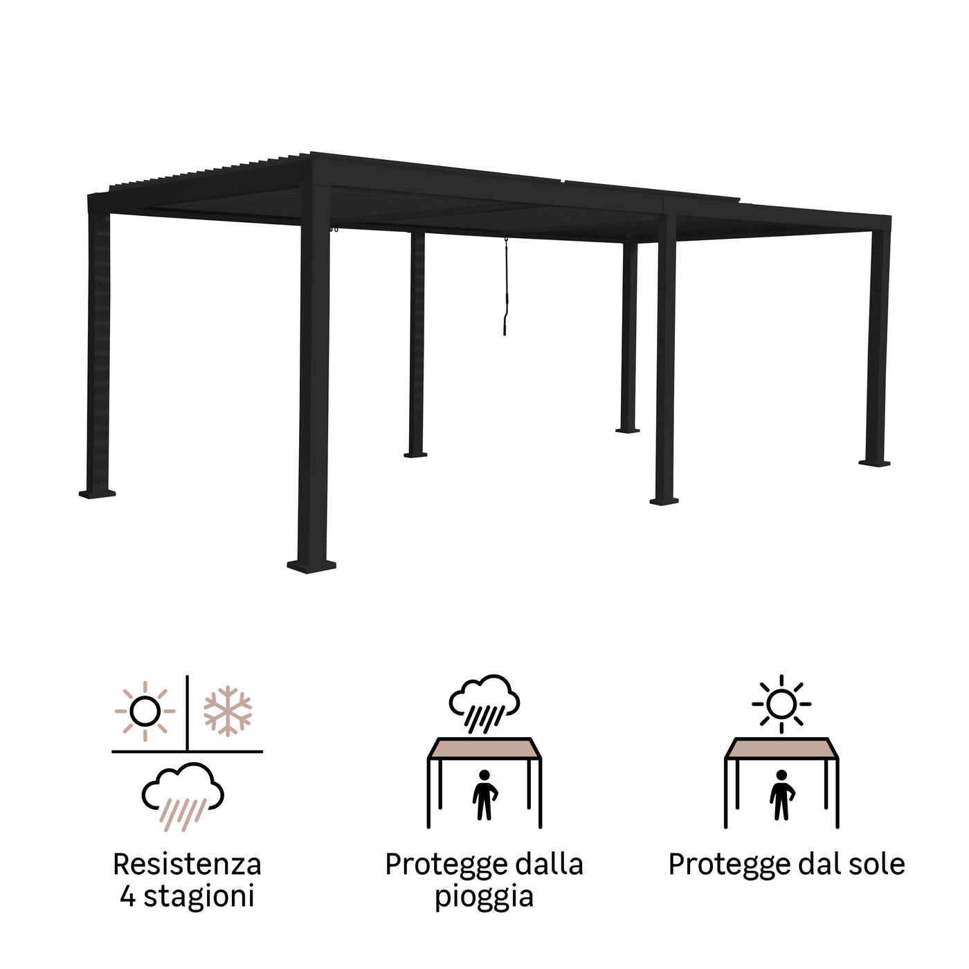 BIOCLIMATIC PERGOLA CLIMA NATERIAL FULL ALUMINUM 313X614 ANTHRACITE