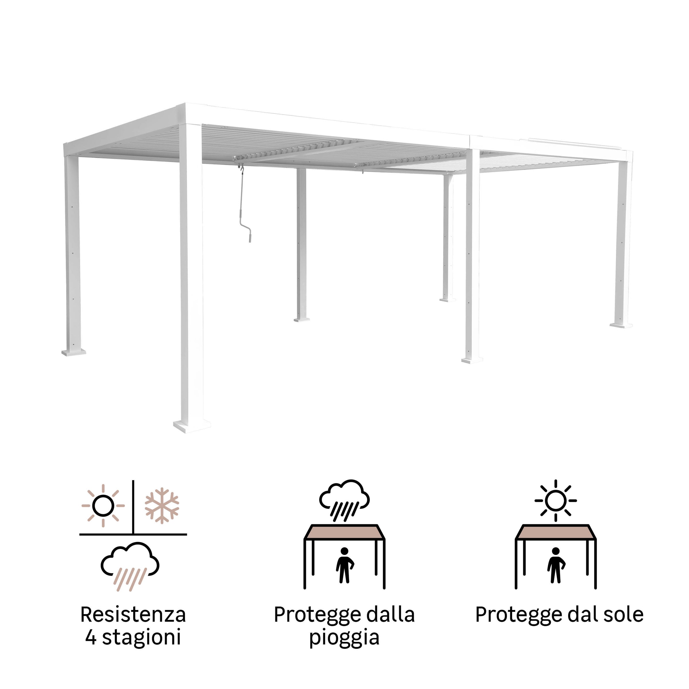 BIOCLIMATIC PERGOLA CLIMA NATERIAL FULL ALUMINUM 313X614 WHITE