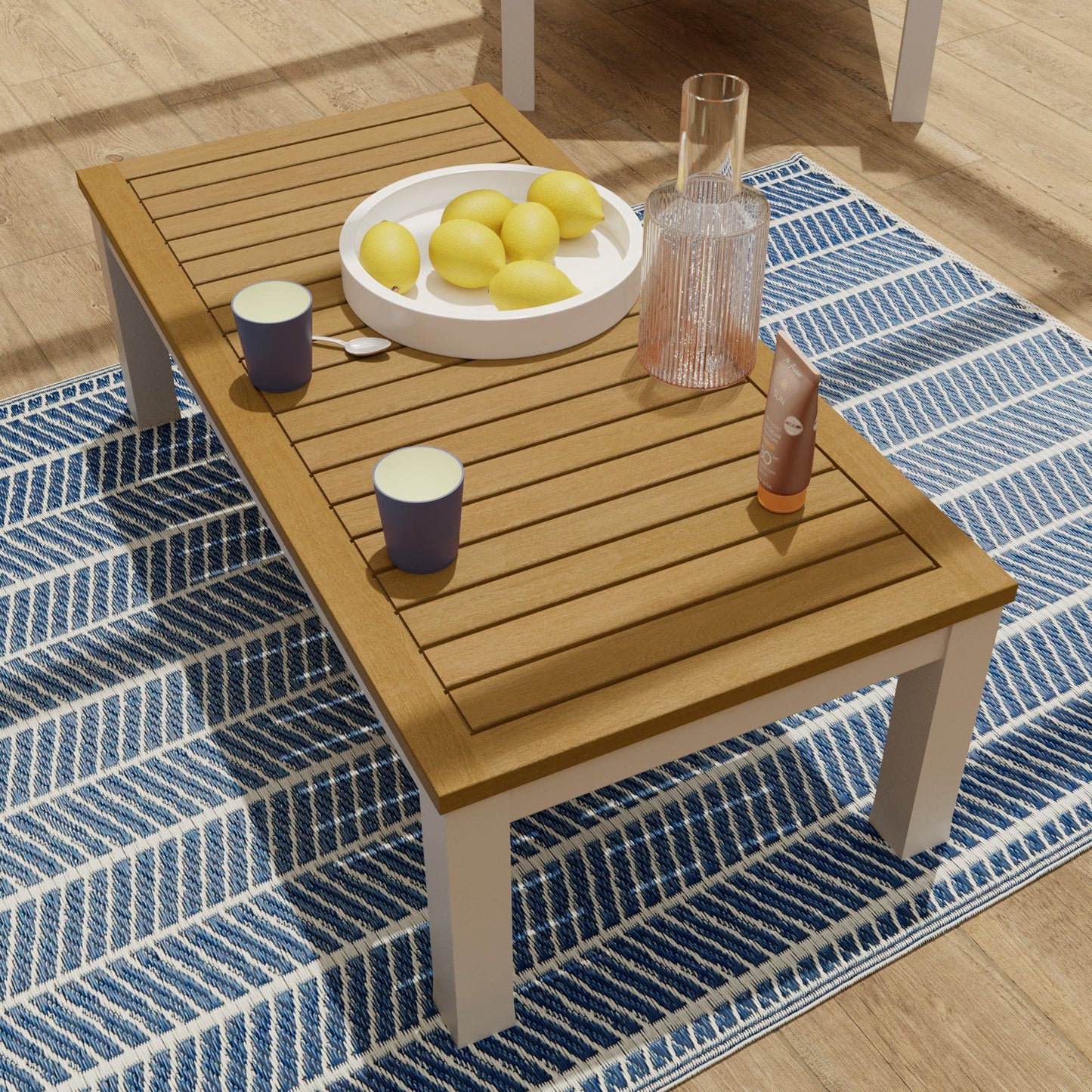 Bricocenter ENOS STRIPES OUTDOOR RUG BLUE 120X180 CM POLYPROPYLENE