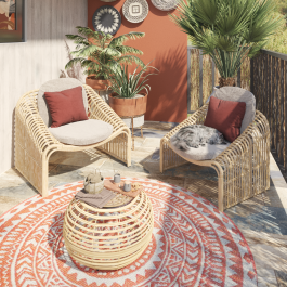 ENOS TRIBE OUTDOOR RUG ORANGE D150 CM POLYPROPYLENE