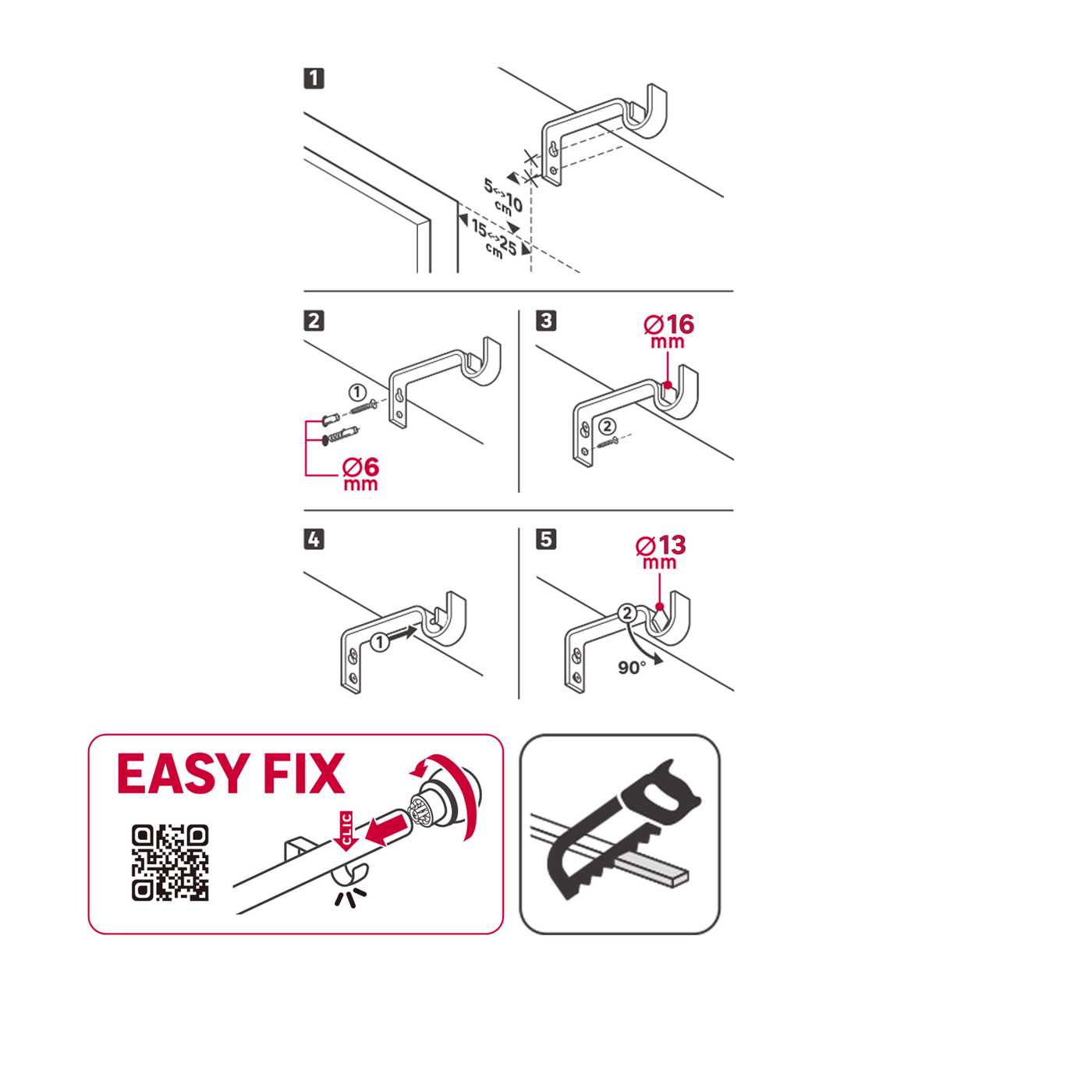 White metal cap replacement kit, d13/16, 120–210 cm