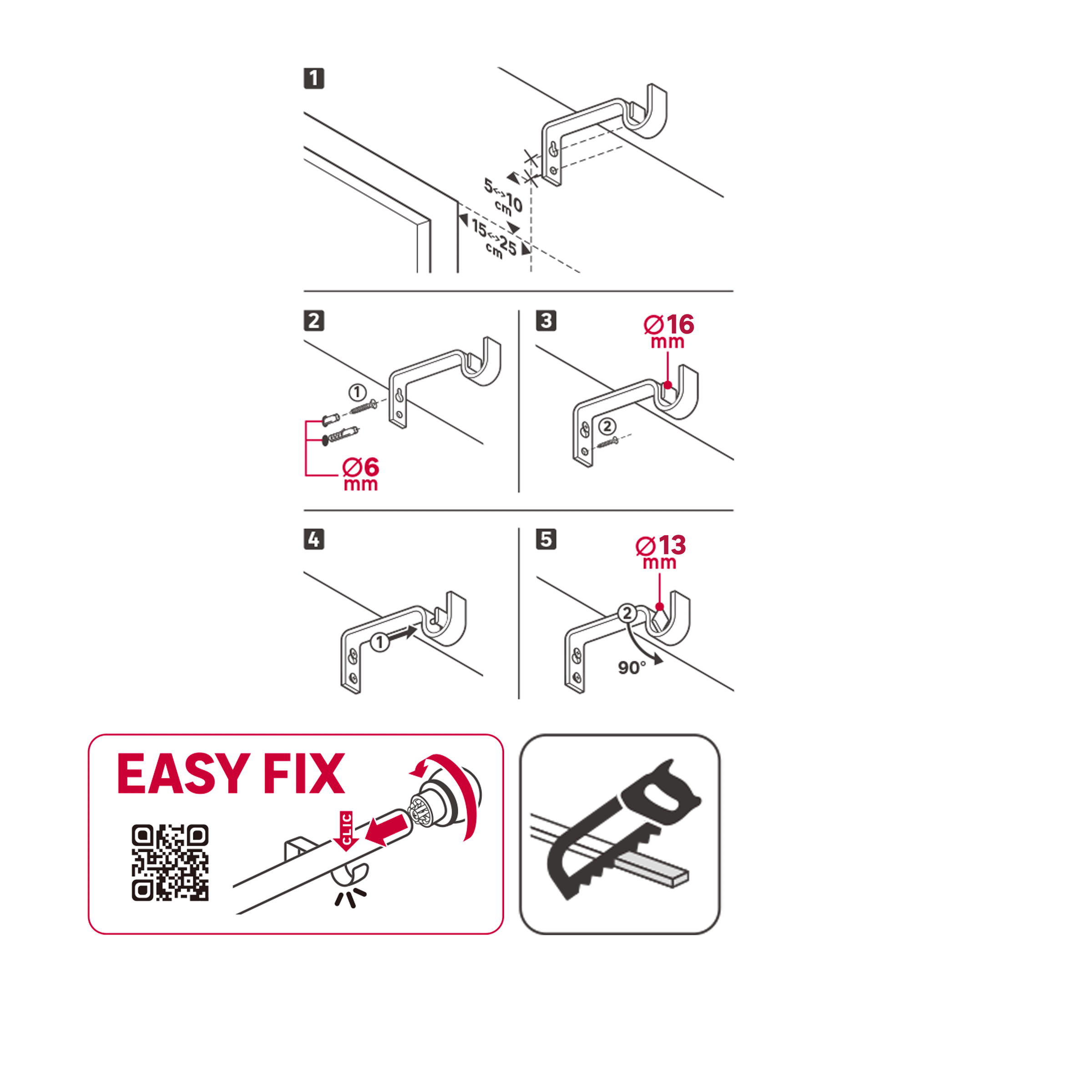 White metal cap replacement kit, d13/16, 120–210 cm