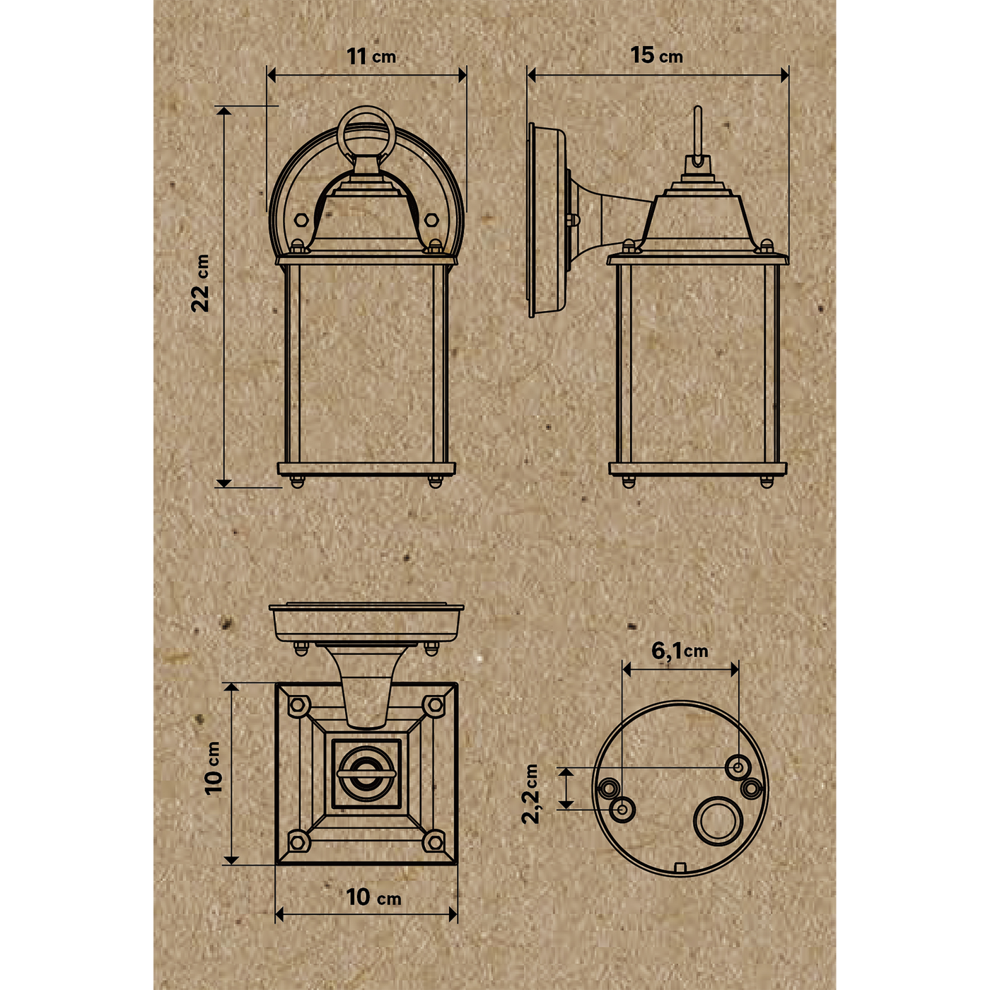 SANBOI ALUMINUM DESCENDING WALL SCONCE BLACK 15X11X22CM E27=40W IP44