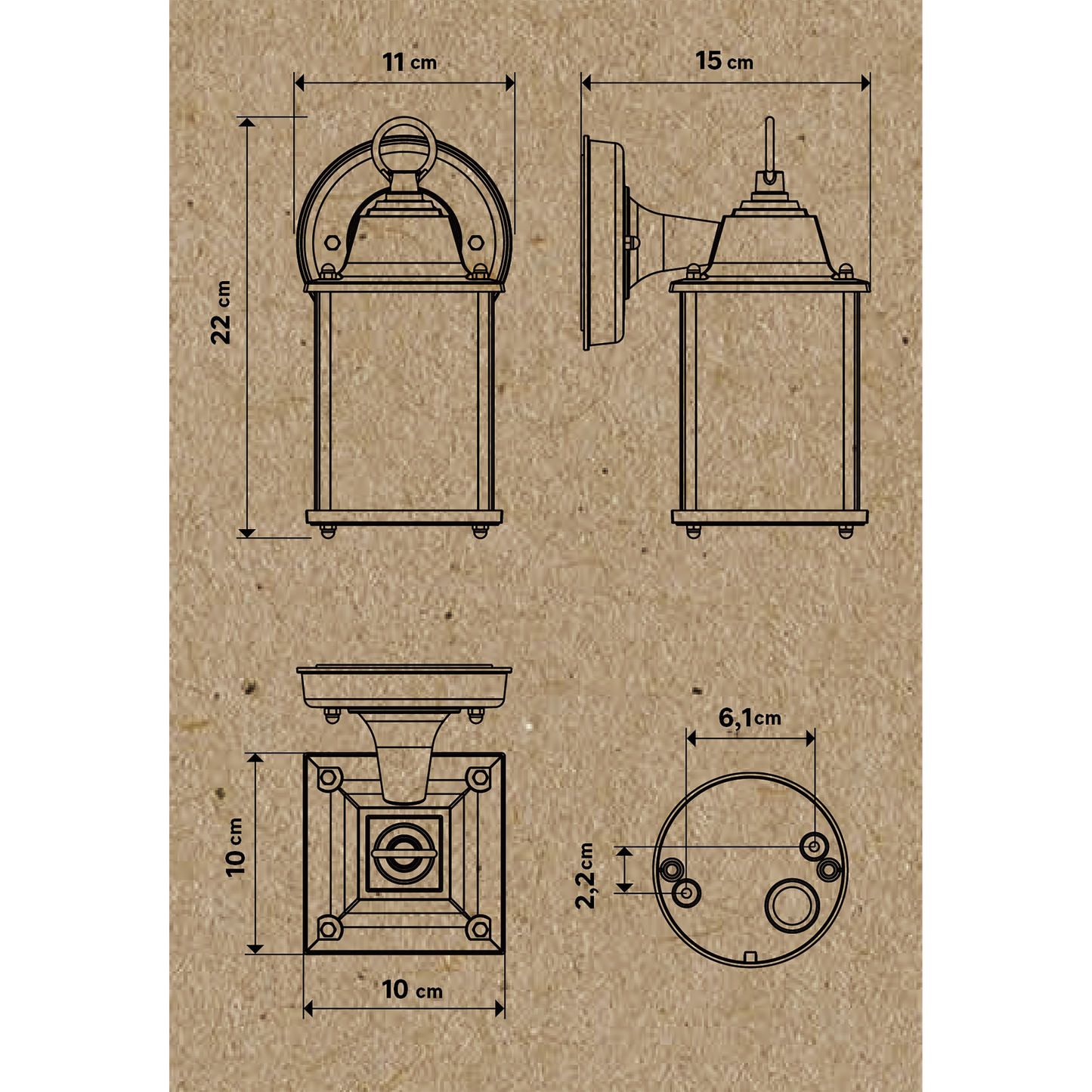 SANBOI ALUMINUM DESCENDING WALL SCONCE BLACK 15X11X22CM E27=40W IP44