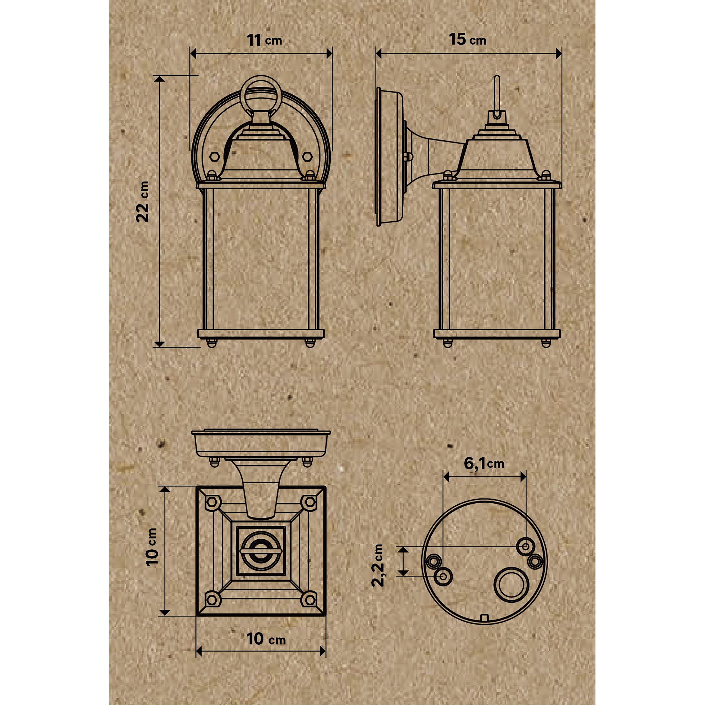 SANBOI ALUMINUM DESCENDING WALL SCONCE BLACK 15X11X22CM E27=40W IP44