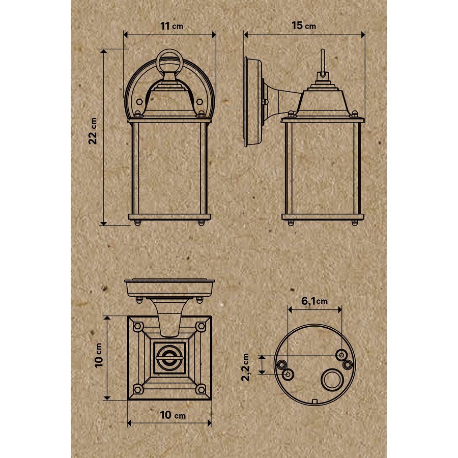 SANBOI ALUMINUM DESCENDING WALL SCONCE BLACK 15X11X22CM E27=40W IP44