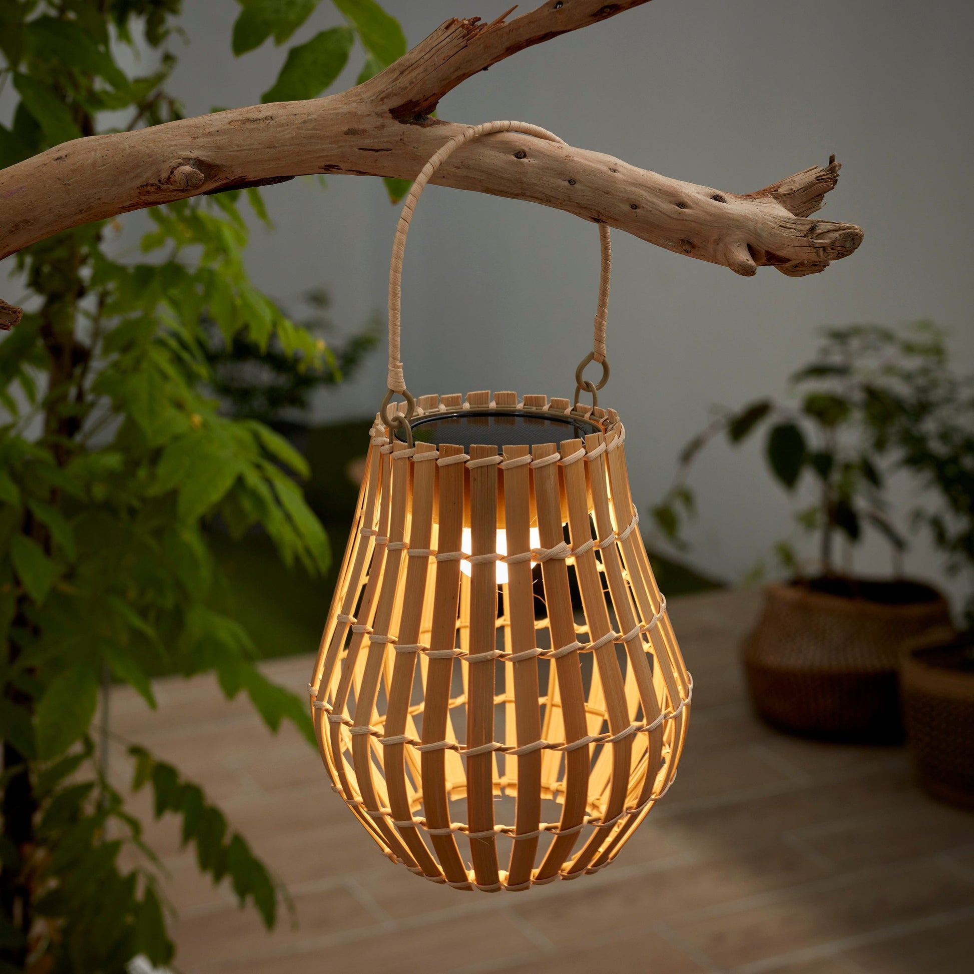 Bricocenter PORTABLE SOLAR LAMPU RATTAN 21CM LED 3W LIGHT NATURAE IP54 WITH USB