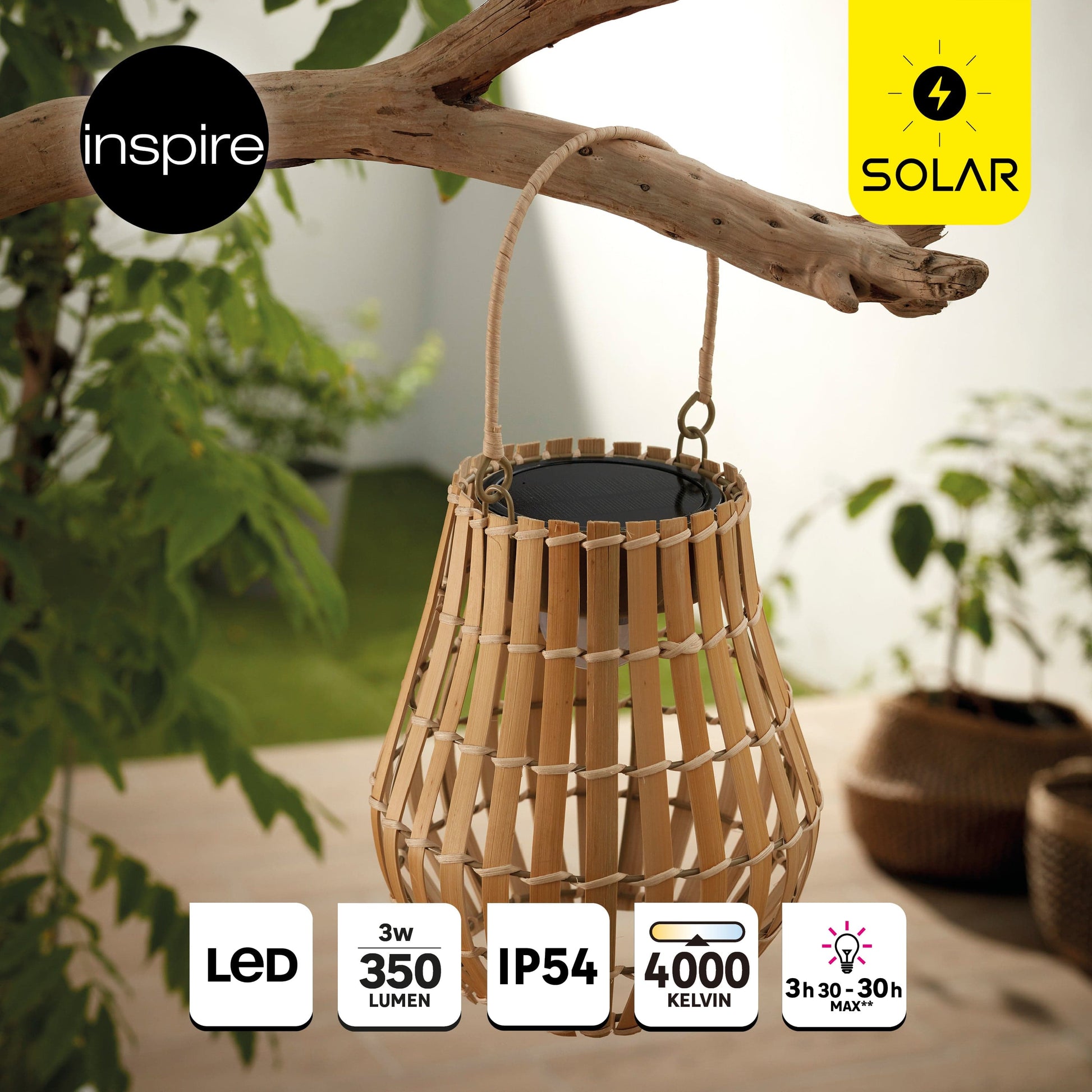 Bricocenter PORTABLE SOLAR LAMPU RATTAN 21CM LED 3W LIGHT NATURAE IP54 WITH USB