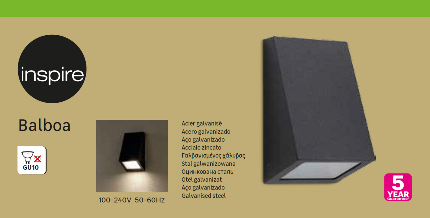 BLACK ALUMINIUM BALBOA FLOOR LIGHTING fixture 14.5x7.1x6.9CM GU10=8W IP44