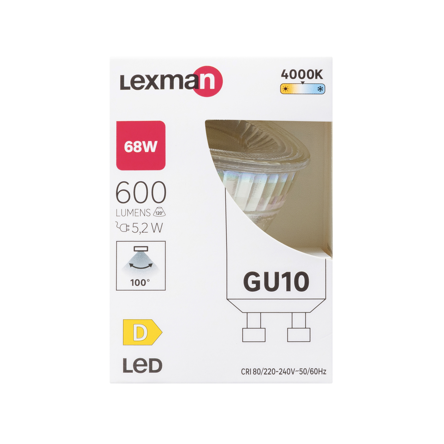 LED BULB GU10 68W TRANSPARENT NATURAL LIGHT