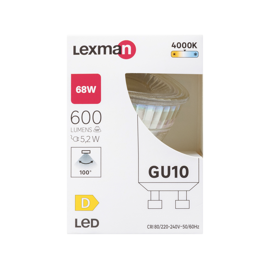 LED BULB GU10 68W TRANSPARENT NATURAL LIGHT