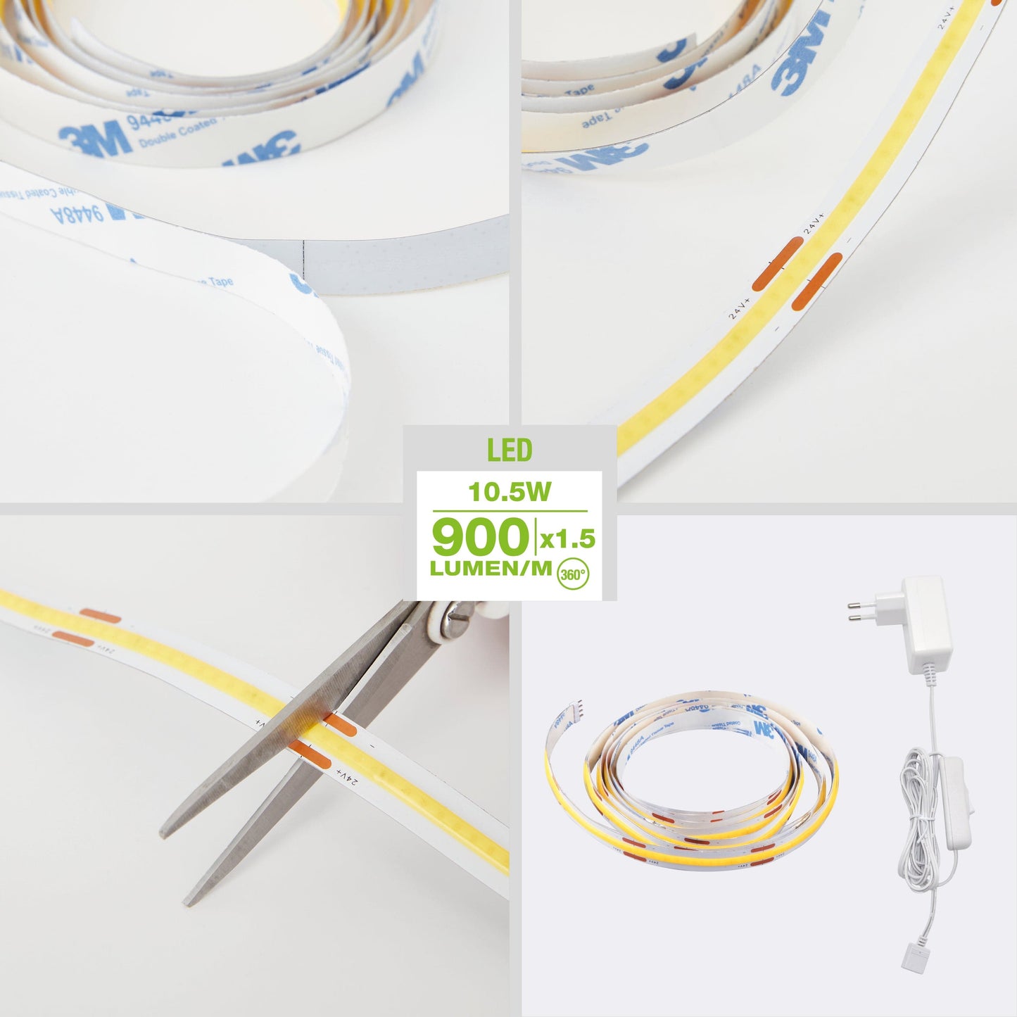 Bricocenter CONTINUOUS LIGHT LED STRIP KIT 1.5MT LED 25W NATURAL LIGHT IP20